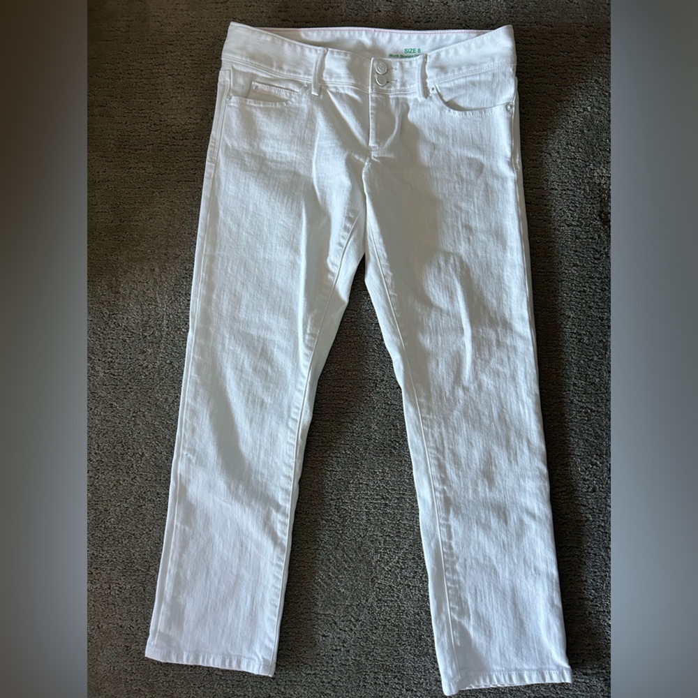 Lilly Pulitzer Worth Straight Crop Jean In Resort White Size 8